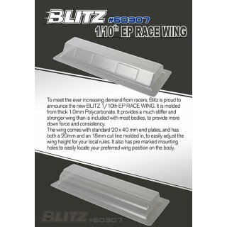 BLITZ 1/10th EP RACE WING (1mm)