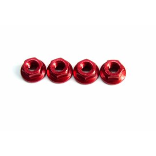 Alu Radmuttern 4mm Rot (4Stk.)