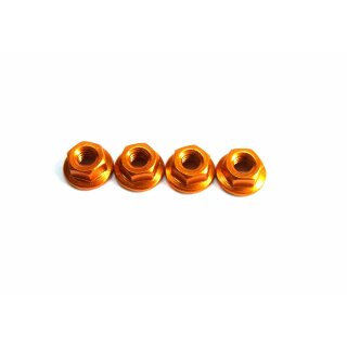 Alu Radmuttern 4mm Orange (4Stk.)