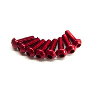 Aluminium Schraube Rundkopf 3x10mm Rot (8Stk.)