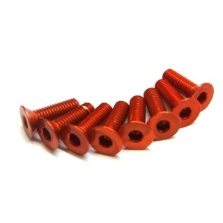 Aluminium Schraube Senkkopf 3x10mm Orange (8Stk.)