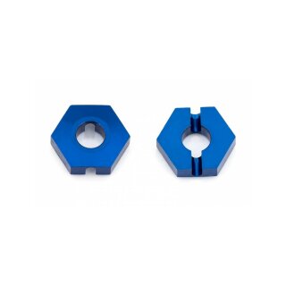 Team Associated B64 Front Wheel Hexes, 12 mm, blue aluminum (3.5mm thick)