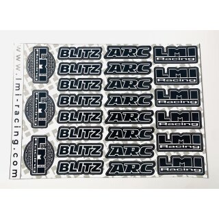 A5 geplottete ARC / Blitz / LMI Racing Sticker schwarz / weiß