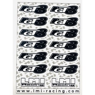 A5 geplottete IGT / LMI Racing Sticker weiß / schwarz