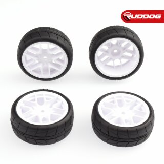 Sweep HANKOOK Tread Belted tires Pre-glued set Pro-compound 34deg 24mm for Asphalt (12 Spoke White wheels + EXP-C)