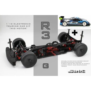 R3 "Hobby" Edition Glasserfaser Mittelmotor Tourenwagen + Blitz TCN Karosse