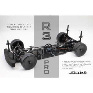 R3 "Profi"  Gun Metal Edition Carbon Mittelmotor Tourenwagen - V2 + Blitz TCN Karosse
