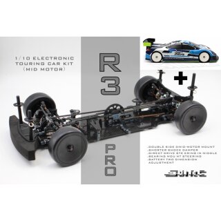 R3 "Profi"  Gun Metal Edition Carbon Mittelmotor Tourenwagen - V2 + Blitz TCN Karosse