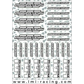 A5 geplottete Mugen / LMI Racing Sticker weiß / schwarz