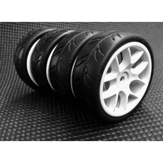 Slick Reifen Belted 24mm fertig verklebt auf 10-Speichen Felge - Weiß (4)